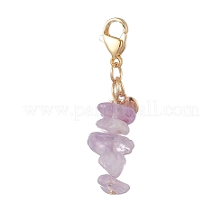 Anhängerdekorationen aus Emaille-Herz und natürlichen Amethyst-Chip-Perlen&nbsp;HJEW-JM00986-01