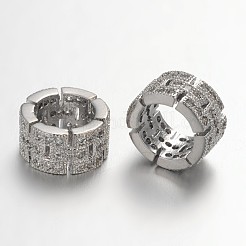 Perles européennes en laiton avec zircone cubique de micro pave&nbsp;ZIRC-L037-46-FF