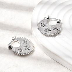 Stern Messing Micro Pave Creolen aus klarem Zirkonia&nbsp;EJEW-Z157-01P