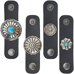 4 pieza de 4 estilos de cuero sintético con clips de aleación para bufanda&nbsp;FIND-CL0001-78B