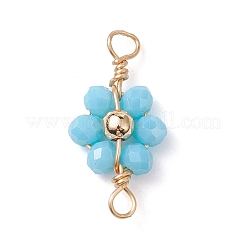 10 Stück 10 Farben galvanisierte facettierte Glaskupferdraht umwickelte Verbinder-Charms&nbsp;PALLOY-JF02594-01