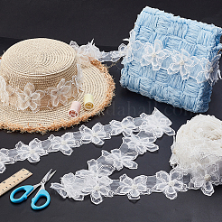 Organza-Blumenspitzenbesätze&nbsp;OCOR-WH0112-031