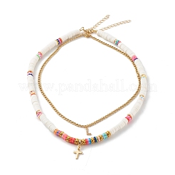 Juegos de collar con colgante de letras cruzadas y mixtas&nbsp;NJEW-JN03505