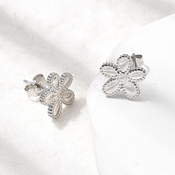 Pendientes de acero inoxidable 304 con forma de flor&nbsp;EJEW-G453-09P