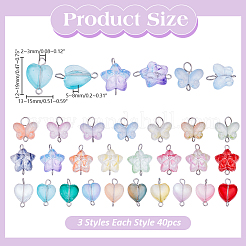 120 stücke 3 arten farbverlauf backen farbe transparent glas stern & herz & schmetterling stecker charms&nbsp;PALLOY-AR00030