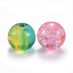 5 colori verniciati a spruzzo e vernice cotta a forno perline di vetro craquelé&nbsp;CCG-X0010-09-8mm