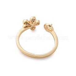 Anello a polsino con fiore in ottone e micro pavé di zirconi cubici&nbsp;KK-A244-01A-G