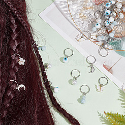 40 Stück Legierung & Bunte Malerei & natürliche Aquamarin-Dreadlocks-Perlen&nbsp;PALLOY-PH01625