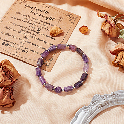 Stretch-Armband mit natürlichen Amethyst-Säulenperlen&nbsp;BJEW-OC0001-11