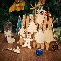 8 Tasche 8 Stil unvollendete Naturholzausschnitte Ornamente&nbsp;WOOD-SZ0001-17