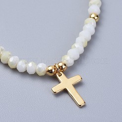 Glasgeflecht Perlen Armbänder galvanisieren&nbsp;BJEW-JB04311-06