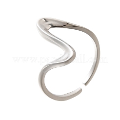 Rhodinierte 925 Sterling Silber Wellen Manschettenringe&nbsp;RJEW-D300-02P