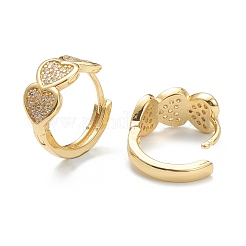 Orecchini a cerchio huggie in zirconi cubici trasparenti micro pavè&nbsp;X-EJEW-A058-15G
