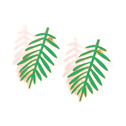 Pendientes de acero inoxidable con forma de hoja esmaltada para mujer&nbsp;XK6667-1