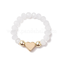 Anelli elastici con perline di vetro e ottone per donna&nbsp;RJEW-JR00858