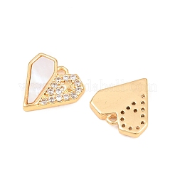Ciondoli a forma di conchiglia in ottone con pavé di zirconi trasparenti per San Valentino&nbsp;KK-L274-03G