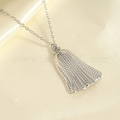 Colliers pendentifs cloche texturés en acier inoxydable 304 pour femmes&nbsp;WG564EF-02