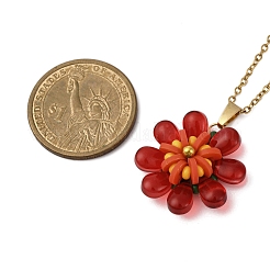 Colliers avec pendentif en forme de fleur en verre&nbsp;NJEW-MZ00119-02