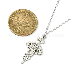 Colliers pendentifs lotus en acier inoxydable 304 anti-ternissement&nbsp;NJEW-JN04561-01