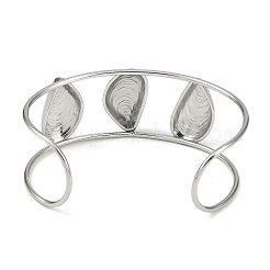 Bracelets manchettes ouverts texturés creux larges en acier inoxydable 304&nbsp;BJEW-Q348-07P-03