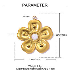 Pendentifs en acier inoxydable 304 et ABS avec imitation perle&nbsp;STAS-OY017-03G