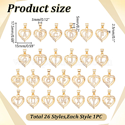 26 pz 26 stili cremagliera placcatura in ottone micro pavimenta pendenti con zirconi cubici&nbsp;KK-WR0001-87