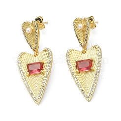 Orecchini pendenti con zirconi cubici trasparenti a cuore&nbsp;EJEW-F311-03G