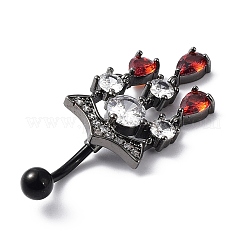 Bauchringe mit Hyazinthen-Strass-Anhänger&nbsp;AJEW-D053-01A-EB