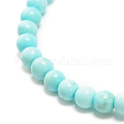 Bracciale elasticizzato con perline tonde in howlite naturale e charm a foglia&nbsp;BJEW-JB07587-04