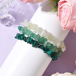 3 Stück Stretch-Armband-Sets aus natürlichem grünem Aventurin&nbsp;BJEW-JB10862