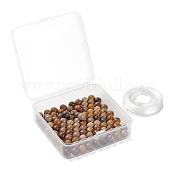 100 Stk. 8 mm natürliche Mookait runde Perlen&nbsp;DIY-LS0002-57