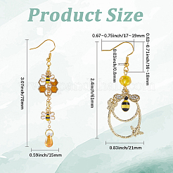 Kits de fabrication de boucles d'oreilles pendantes en alliage d'émail et de perles de verre en forme d'abeilles&nbsp;DIY-SC0030-82