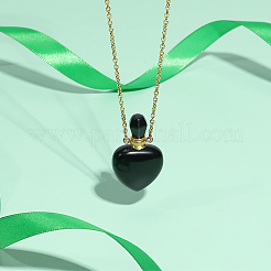 1 collana con ciondolo a forma di cuore con pietra preziosa naturale e bottiglia di profumo&nbsp;NJEW-PH0001-61A