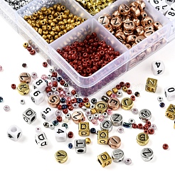 Kit di perline con lettere di colore metallico per kit di risultati per la creazione di gioielli fai-da-te&nbsp;DIY-YW0004-85