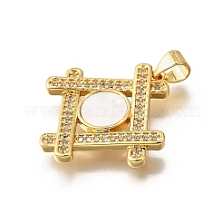 Pendenti conchiglia in ottone con micro pavè di zirconi&nbsp;KK-D328-18G