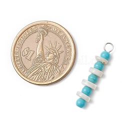 Anhänger aus synthetischem Türkis und natürlichen Süßwassermuscheln in Scheibenform&nbsp;PALLOY-JF03987-02