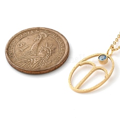 Collane a catena con ciondolo a dodici costellazioni in acciaio inossidabile 304 con zirconi cubici e rune per donna&nbsp;NJEW-B121-02G-01