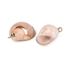 Pendenti a spirale in conchiglia naturale con finiture in ottone dorato galvanizzato.&nbsp;SSHEL-N042-38