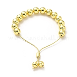 Runde Perlen-Schieberegler-Armbänder aus Messing für Damen&nbsp;X-BJEW-M232-01G-D