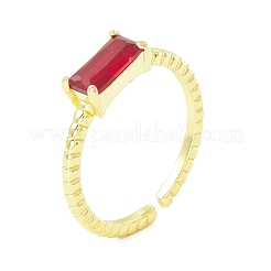 Bague de manchette ouverte rectangle zircone cubique&nbsp;RJEW-H103-04G