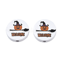 Halloween bedruckte Naturholzperlen&nbsp;WOOD-T021-98