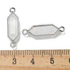 Natürlicher Quarzkristall facettiert Doppelterminal spitzer Bergkristall Sechseck Verbinder Charms&nbsp;G-G181-04P-01