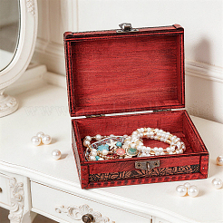Coffre à bijoux vintage en bois orné de fleurs&nbsp;CON-WH20002-18
