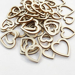 Tranches de disques en forme de coeur en bois non fini&nbsp;WOCR-PW0001-014A