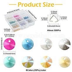 160 Stück 8 Farben Glasanhänger&nbsp;RGLA-FS0001-24