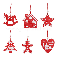 Weihnachtsthema holz anhänger dekorationen&nbsp;HJEW-CJC0003-02