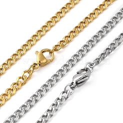 Collar de cadena de eslabones cubanos de acero inoxidable 304 con revestimiento iónico (IP) para hombres y mujeres.&nbsp;NJEW-C013-02G