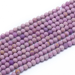 Perles de lépidolite naturelle / mica violet, facette, ronde, 3mm, Trou: 0.6mm, Environ 139 pcs/chapelet, 14.96 pouce (38 cm)