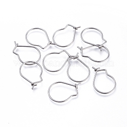 Accessoires de boucle d'oreille en 304 acier inoxydable, fil d'oreille de rein, couleur inoxydable, 21 jauge, 19x13x0.7 mm, broches: 0.7 mm
