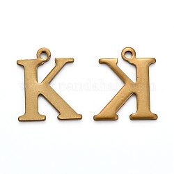 304 Stainless Steel Alphabet Charms, Antique Bronze, Letter.K, 12x10x1mm, Hole: 1mm